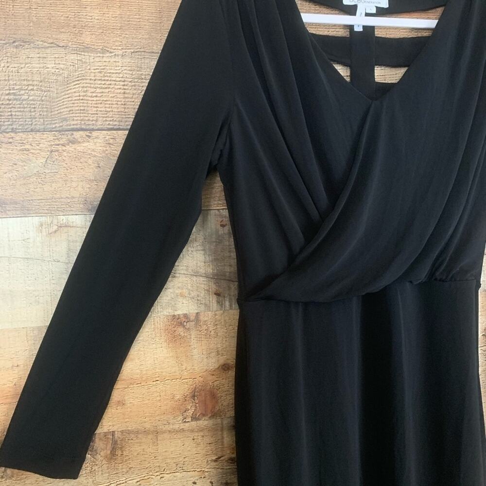 Bcbgeneration Solid Black Long Sleeve Surplice Dr… - image 3